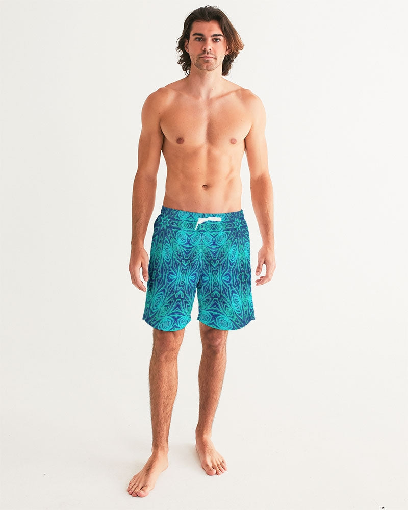 Blue Ice Kaleidoscope Men's All-Over Print Swim Trunk