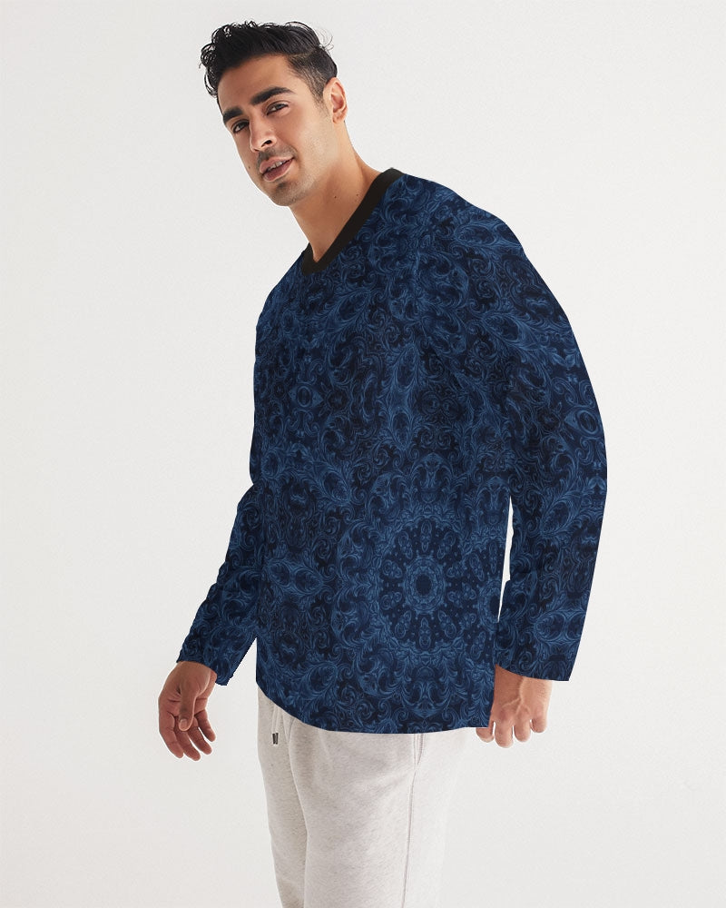 Blue Faux Velvet Kaleidoscope Men's All-Over Print Long Sleeve Sports Jersey