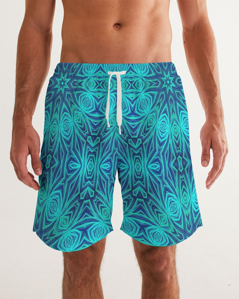 Blue Ice Kaleidoscope Men's All-Over Print Swim Trunk
