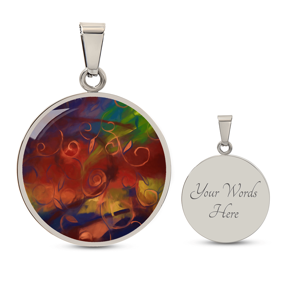 Abstract Fall Swirls Circle Necklace
