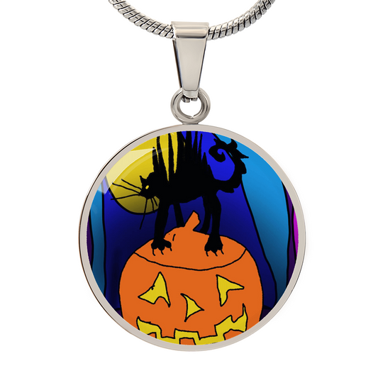 Cat on a Pumpkin Necklace