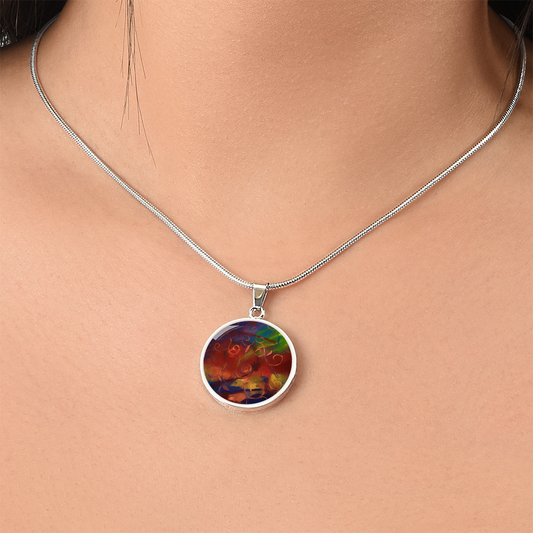 Abstract Fall Swirls Circle Necklace