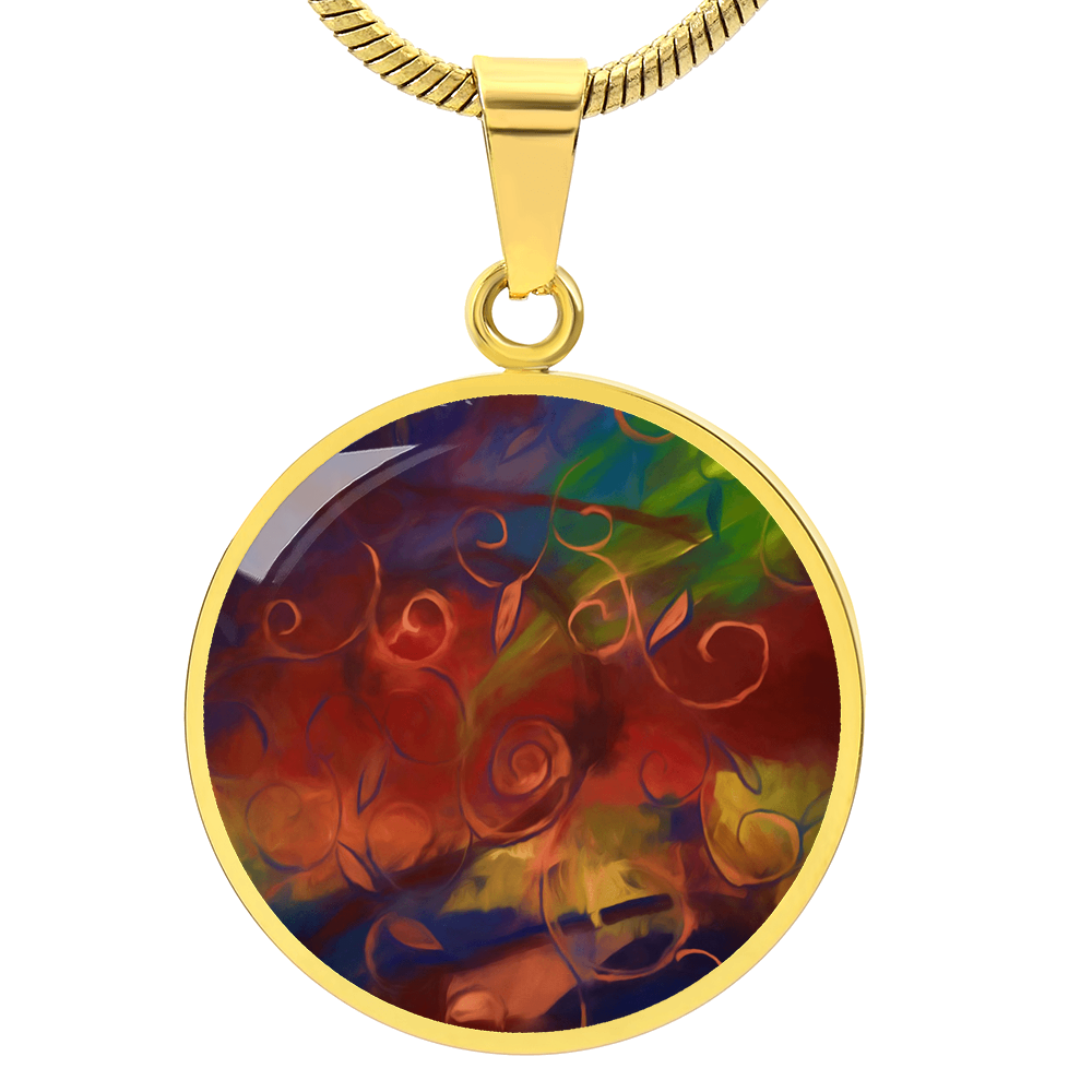Abstract Fall Swirls Circle Necklace