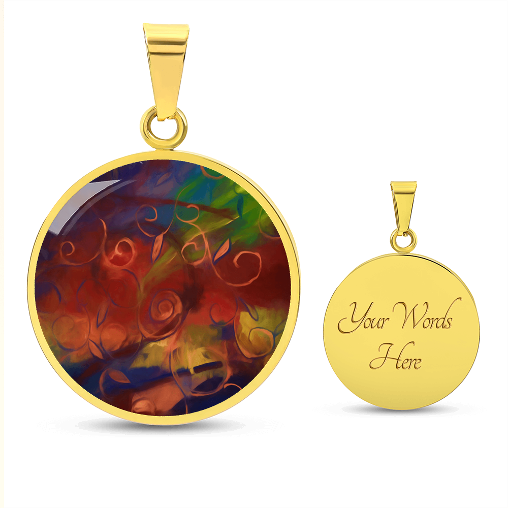 Abstract Fall Swirls Circle Necklace