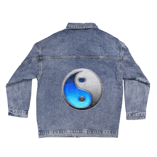 Blue and Silver Yin Yang Denim Jacket
