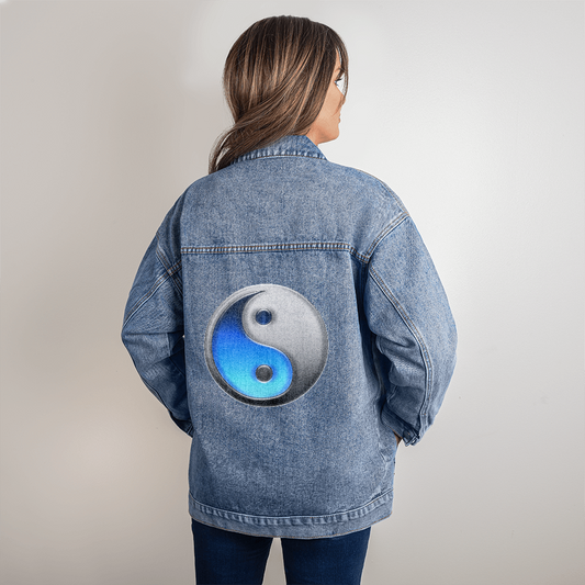 Blue and Silver Yin Yang Denim Jacket