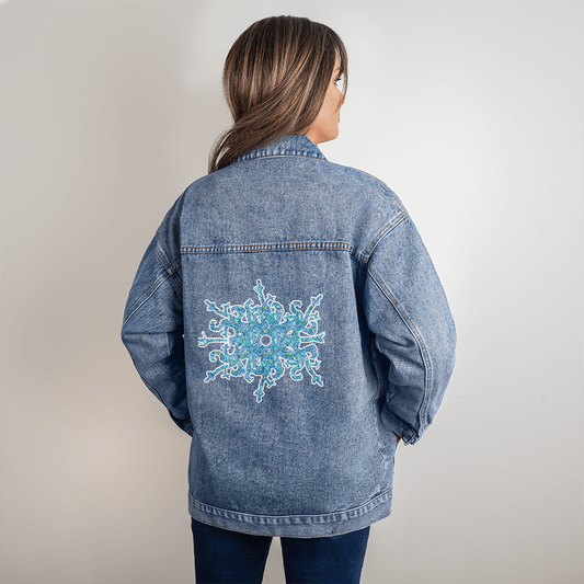 Blue Ice Snowflake Denim Jacket