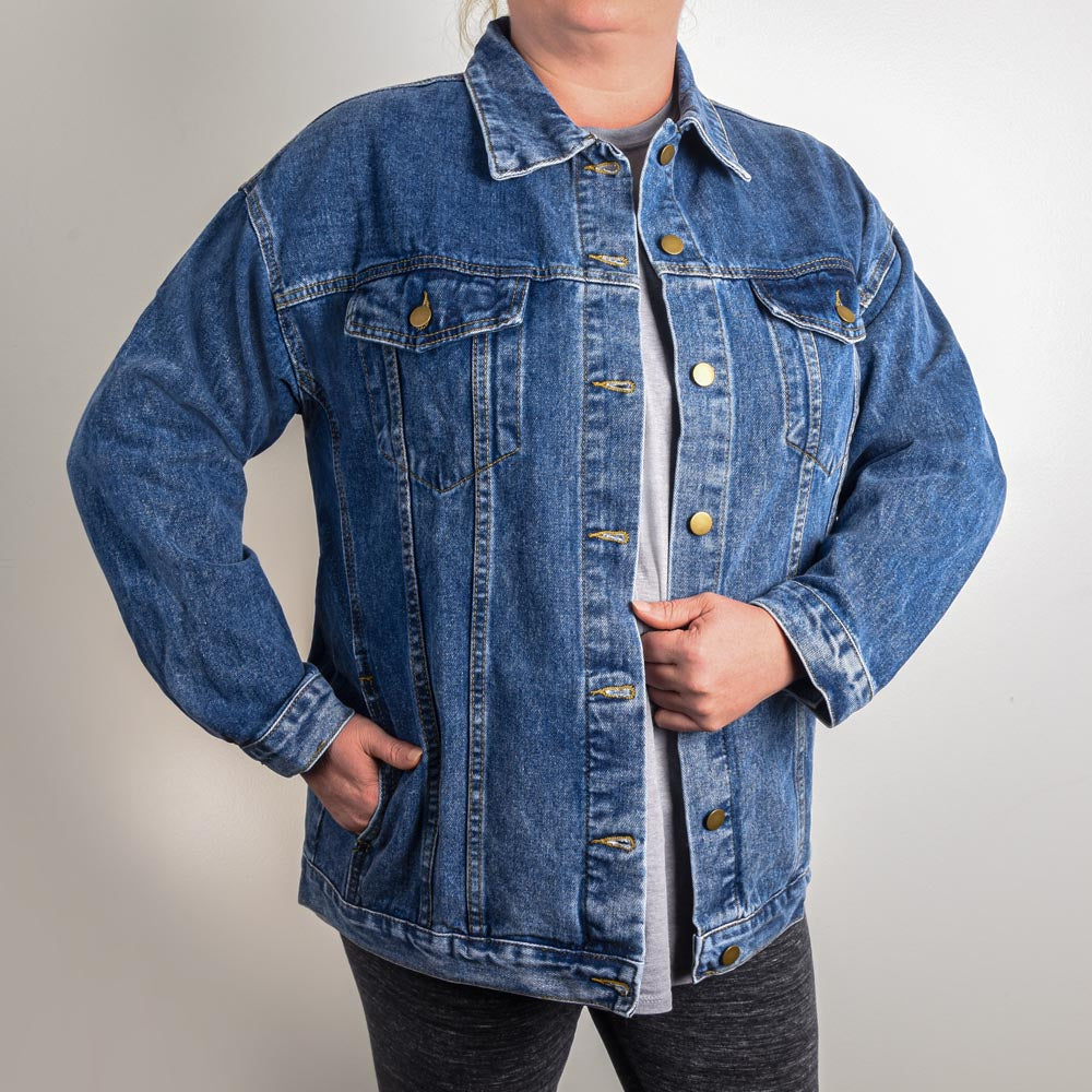 Blue and Silver Yin Yang Denim Jacket