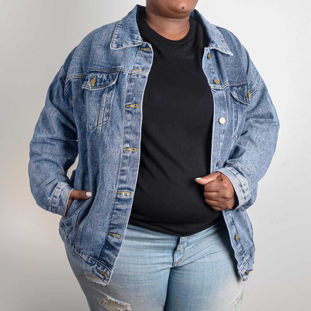 Blue and Silver Yin Yang Denim Jacket