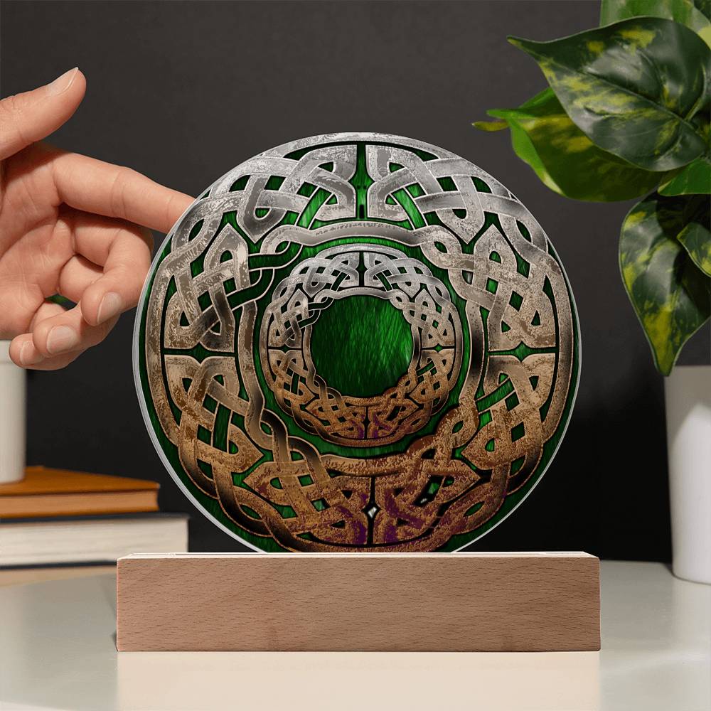 Stone Celtic Knot Circle LED Light