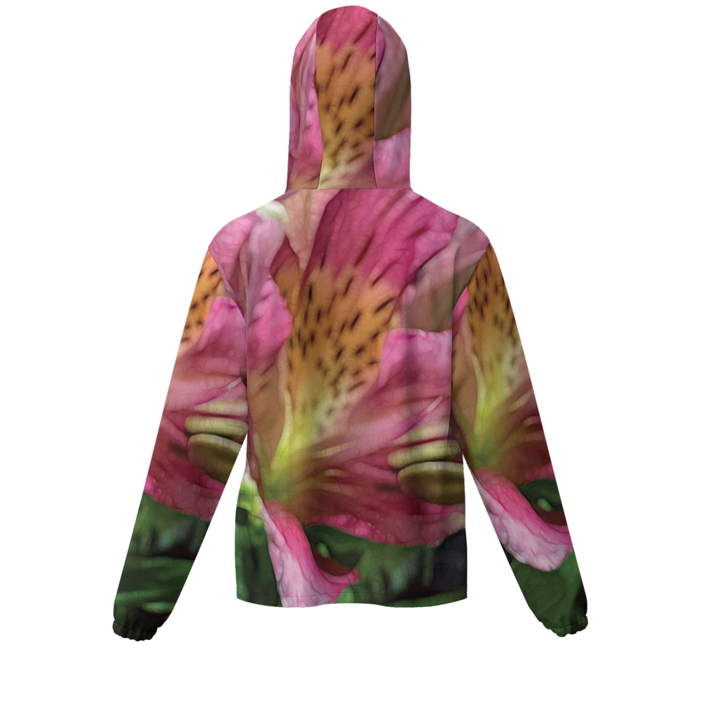 October Flowers 3 Unisex Full-Zip Hooded Windbreaker Jacket - Water Resistant