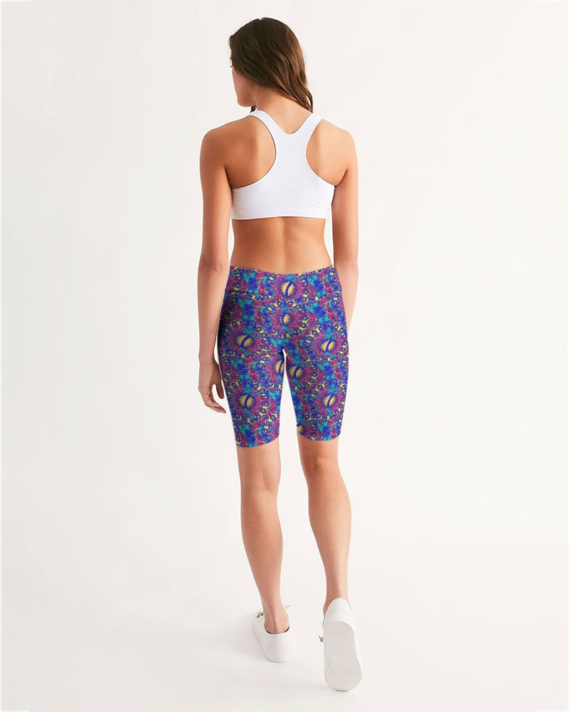 Caribbean Grafitti Women's All-Over Print Mid-Rise Bike Shorts