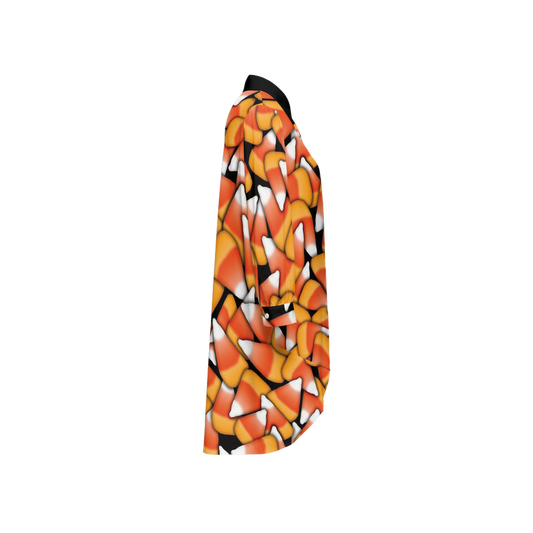 Candy Corn Women's High-Low Long-Sleeve Hem Shirt Silky-like Elegance