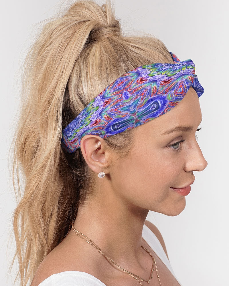 Blue Red Kaleidoscope Twist Knot Headband Set