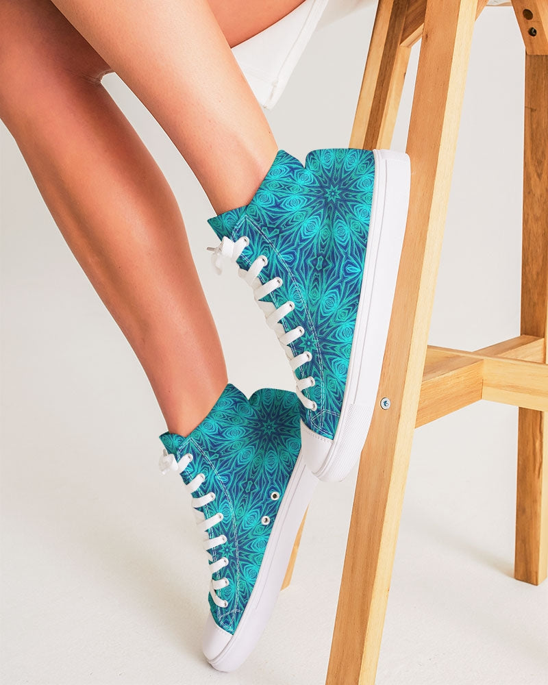 Blue Ice Kaleidoscope Women's Hightop Canvas Shoe