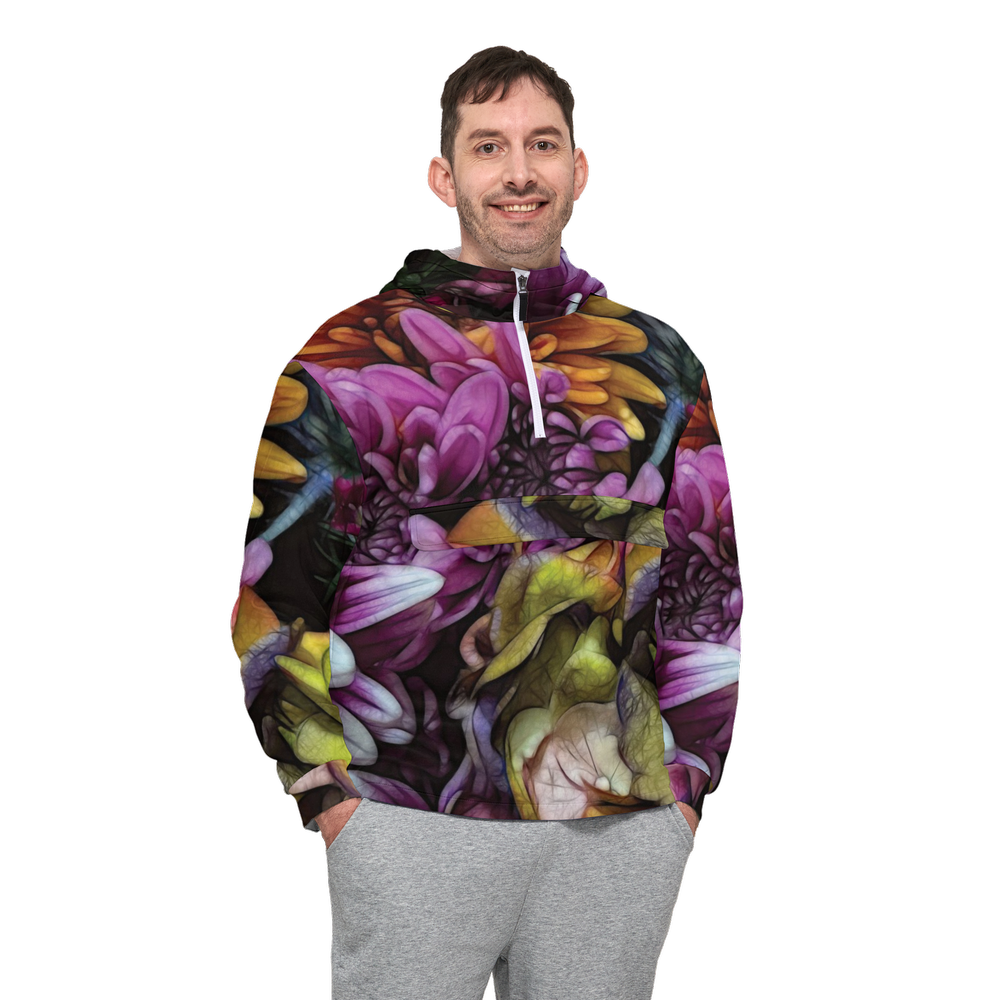 October Flowers 6 Unisex Fleece-Lined Quarter Zip Pocket Hoodie