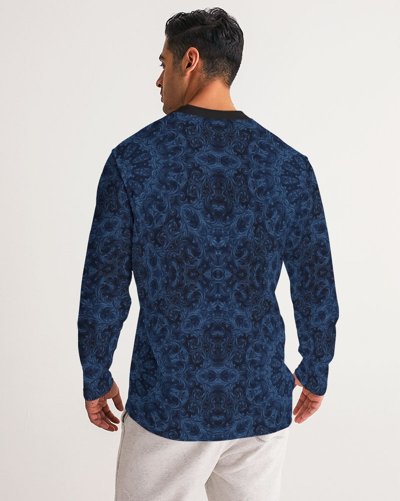 Blue Faux Velvet Kaleidoscope Men's All-Over Print Long Sleeve Sports Jersey