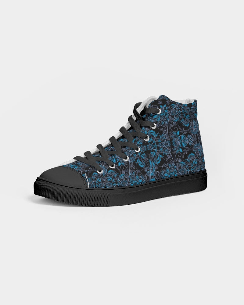 Blue Vines and Lace Women's Hightop Canvas Shoe - Black
