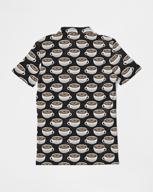 Coffee Pattern Men's All-Over Print Slim Fit Short Sleeve Polo