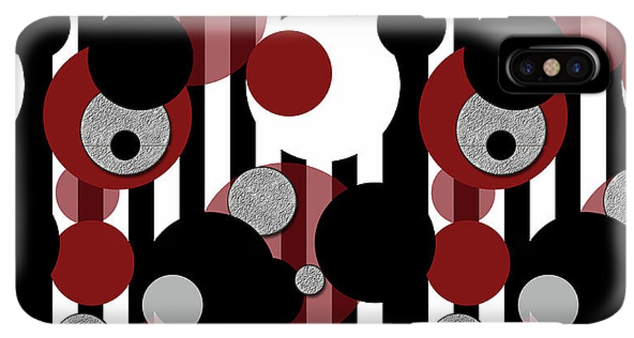 Black and White Stripes Red Dots - Phone Case