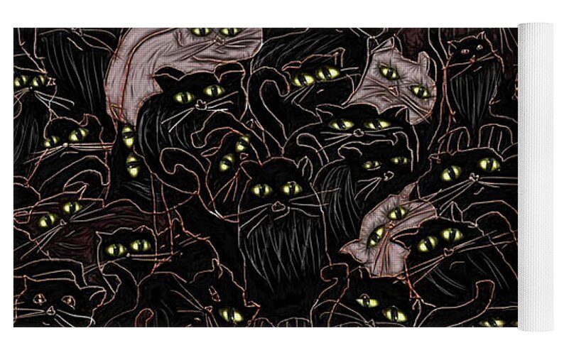 Black Cats Yellow Eyes - Yoga Mat