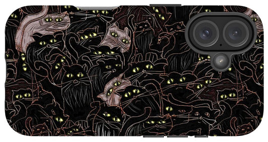 Black Cats Yellow Eyes - Phone Case