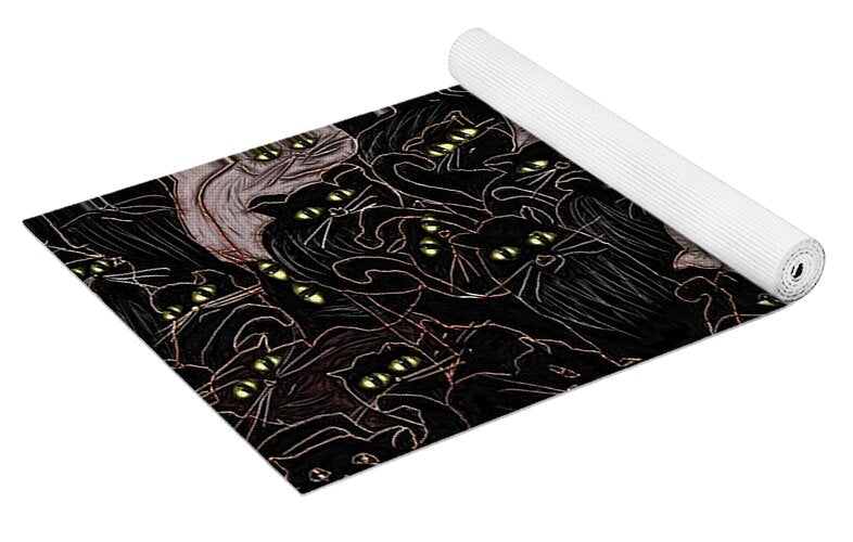 Black Cats Yellow Eyes - Yoga Mat