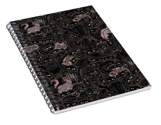 Black Cats Yellow Eyes - Spiral Notebook
