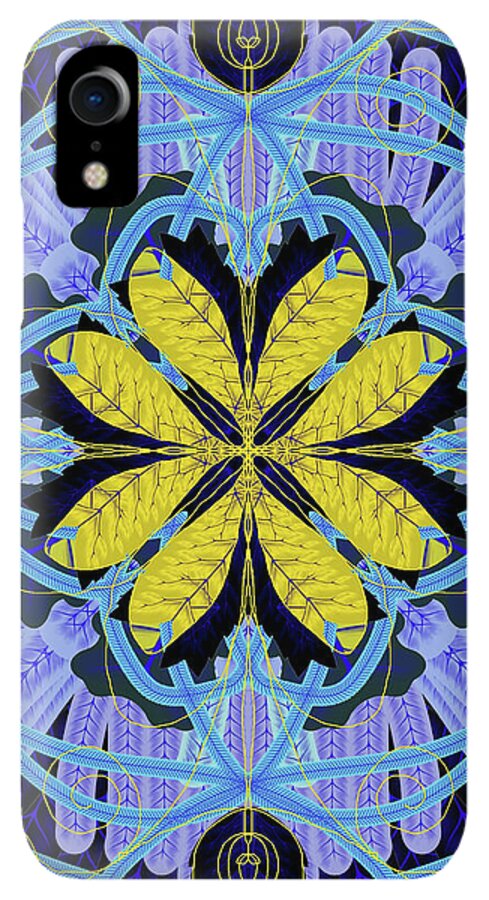 Blue and Yellow Leaf Mandala - Phone Case