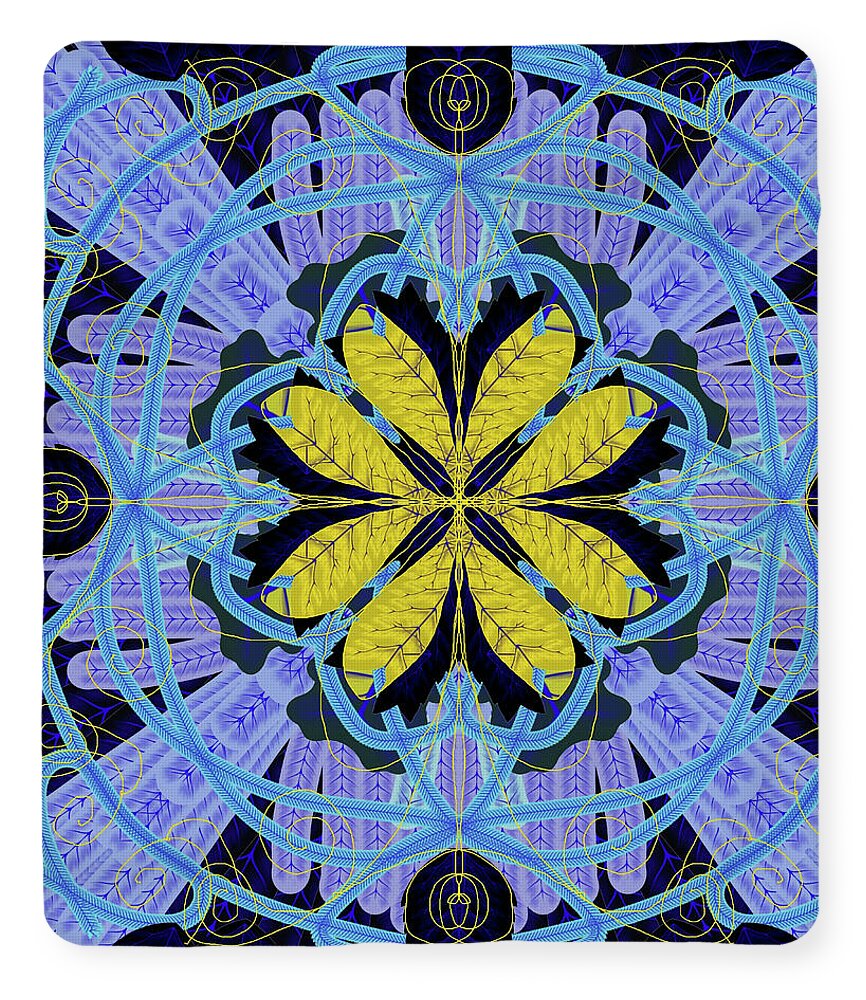 Blue and Yellow Leaf Mandala - Blanket