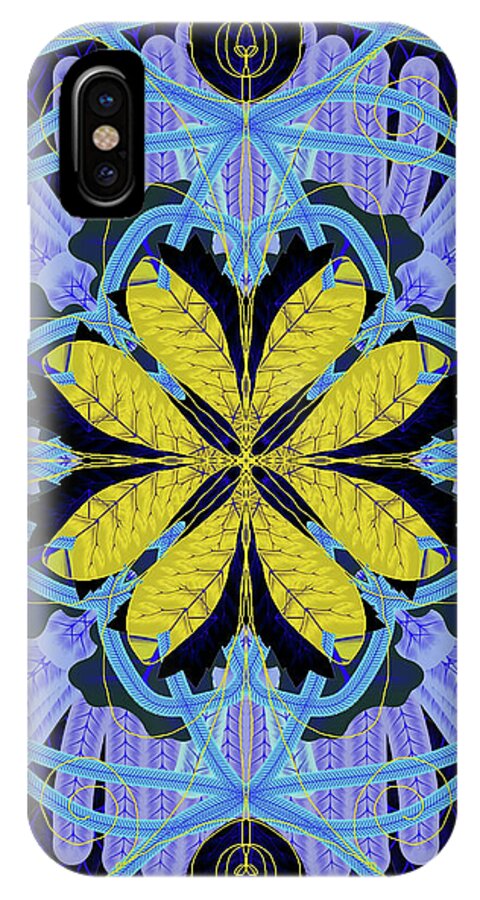Blue and Yellow Leaf Mandala - Phone Case