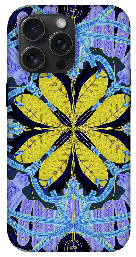 Blue and Yellow Leaf Mandala - Phone Case