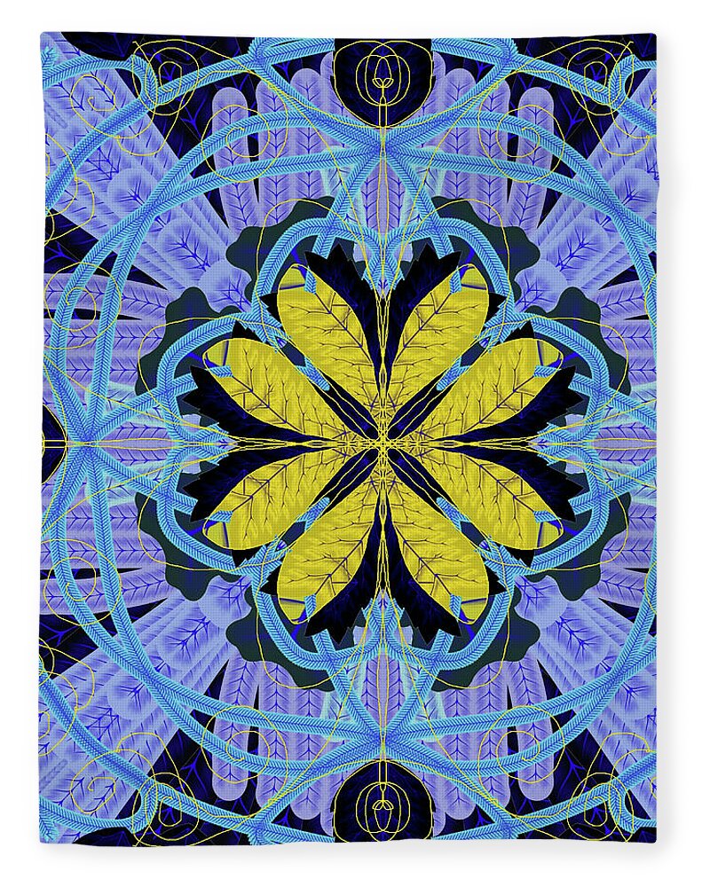 Blue and Yellow Leaf Mandala - Blanket
