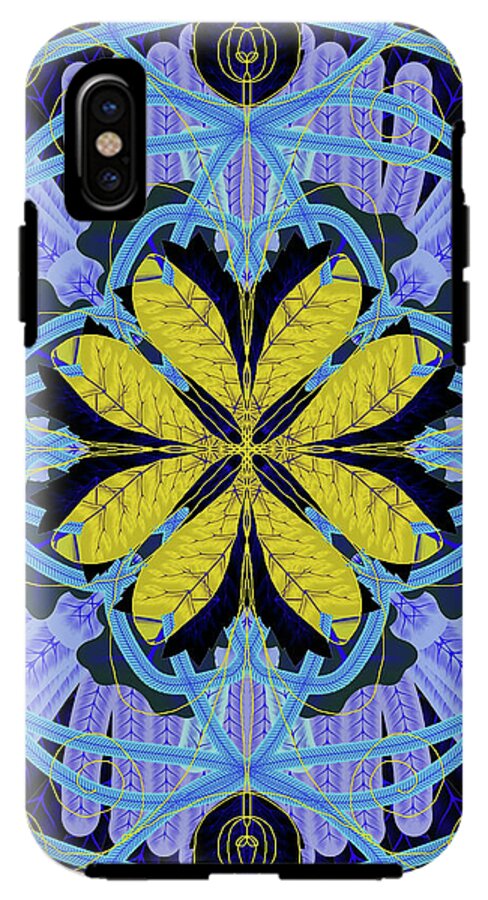 Blue and Yellow Leaf Mandala - Phone Case