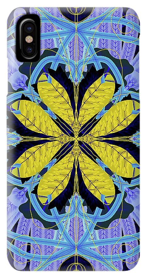 Blue and Yellow Leaf Mandala - Phone Case