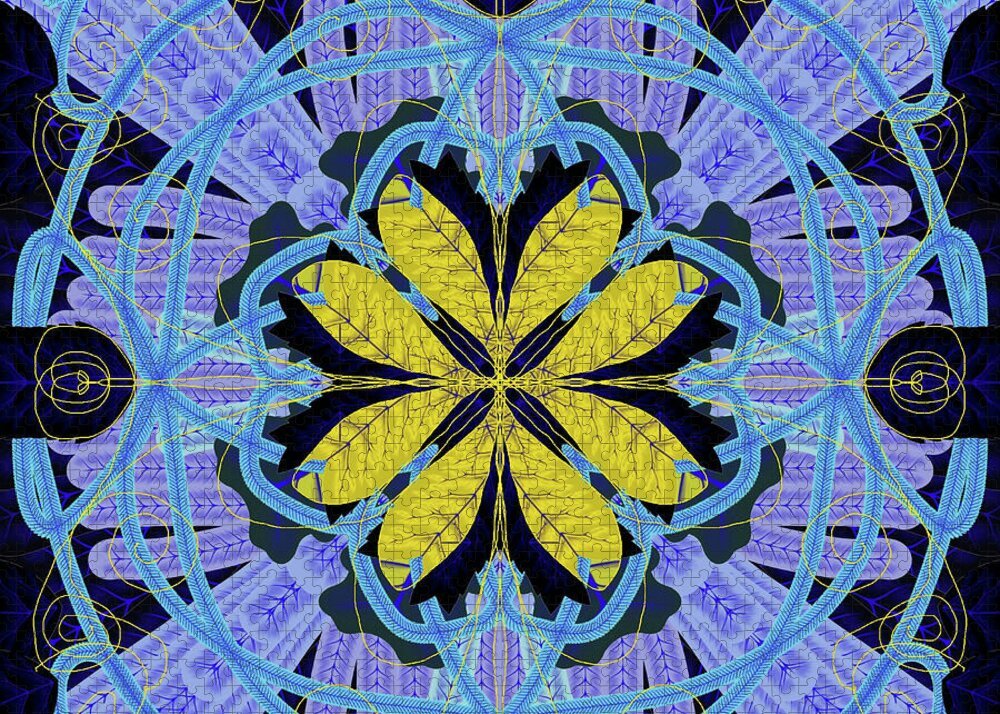 Blue and Yellow Leaf Mandala - Puzzle