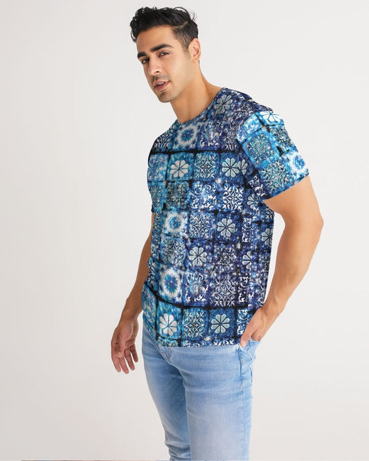 Blue Ice Crystals Motif Men's All-Over Print Tee