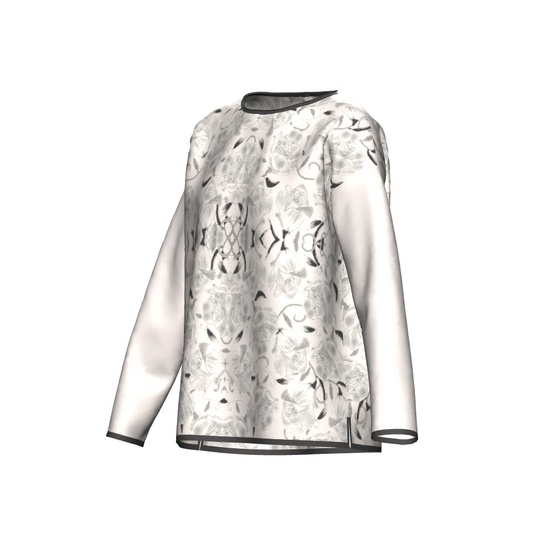 Gray Roses On White Sweater