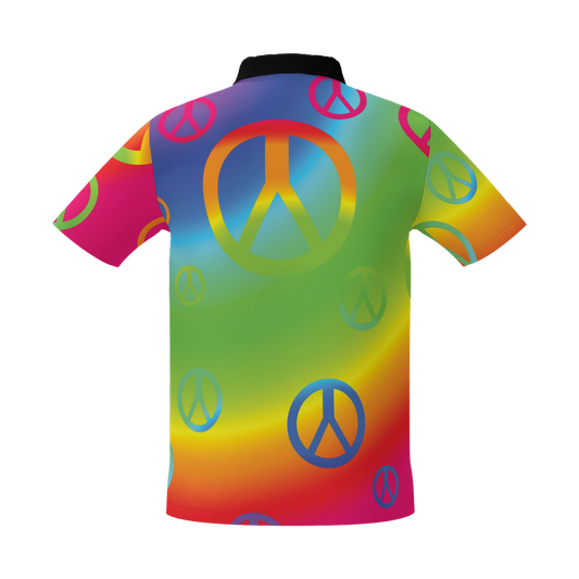 Rainbow Peace Signs Unisex Youth's Performance Short-Sleeve Polo Shirt - Heavyweight 225g