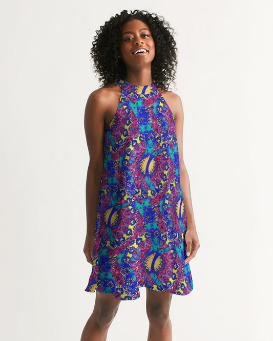 Caribbean Grafitti Women's All-Over Print Halter Dress