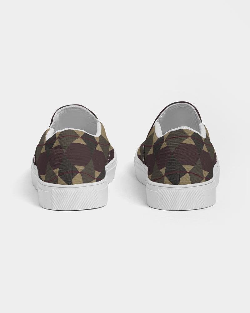 Checkered Brown Plaid Argyle Men's Slip-On Canvas Shoe