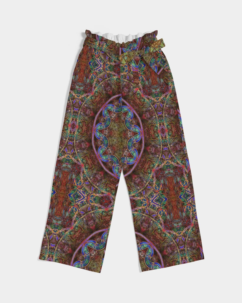Blue Pink Windy Kaleidoscope Women's All-Over Print High-Rise Wide Leg Pants