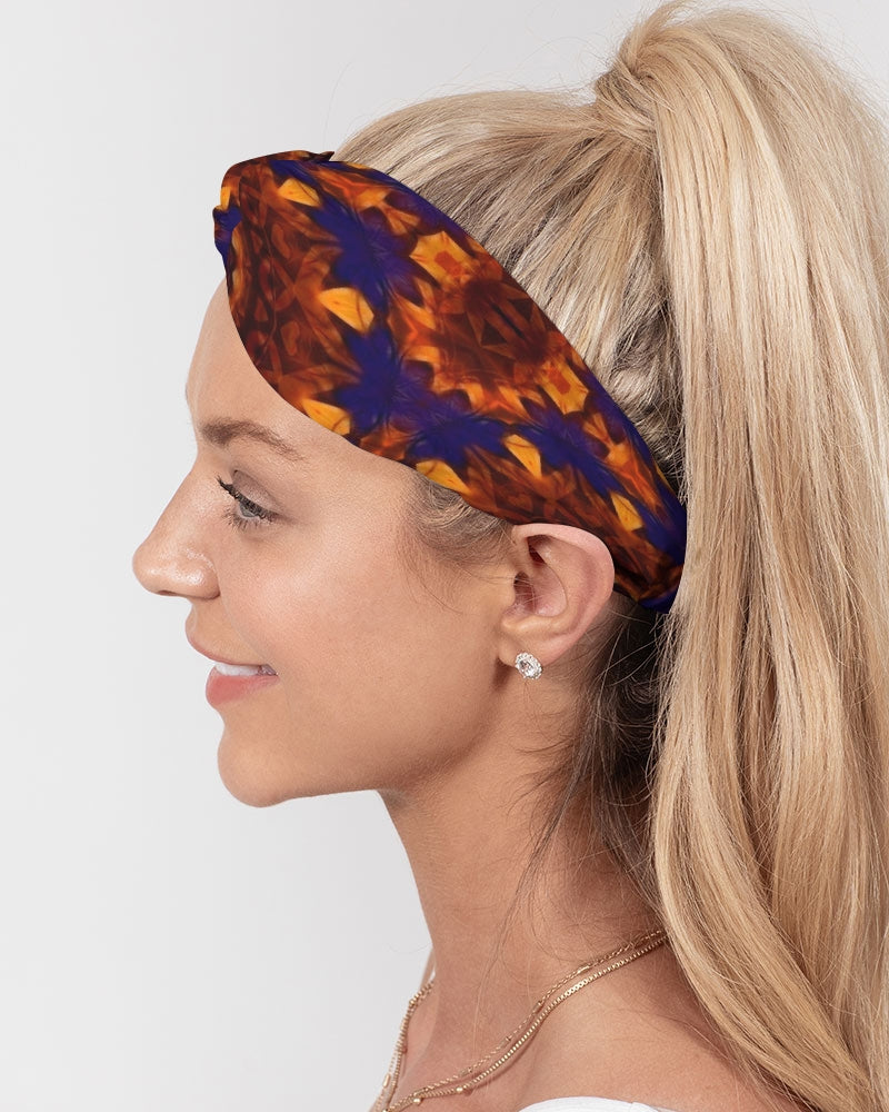 Blue Orange Red Kaleidoscope Twist Knot Headband Set