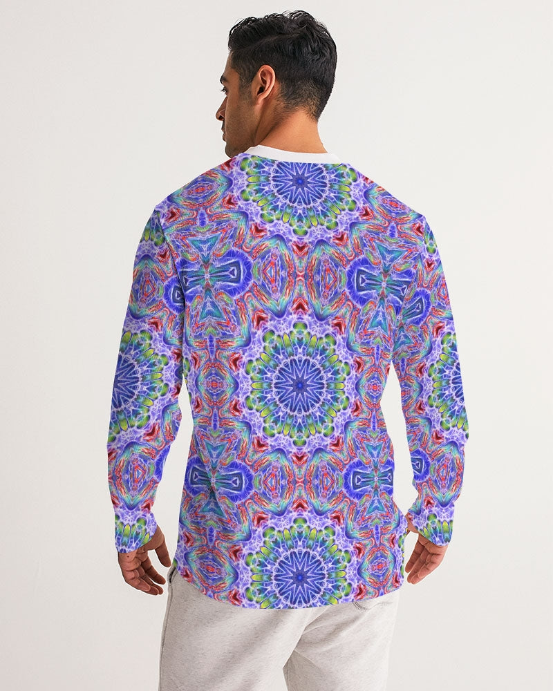 Blue Red Kaleidoscope Men's All-Over Print Long Sleeve Sports Jersey