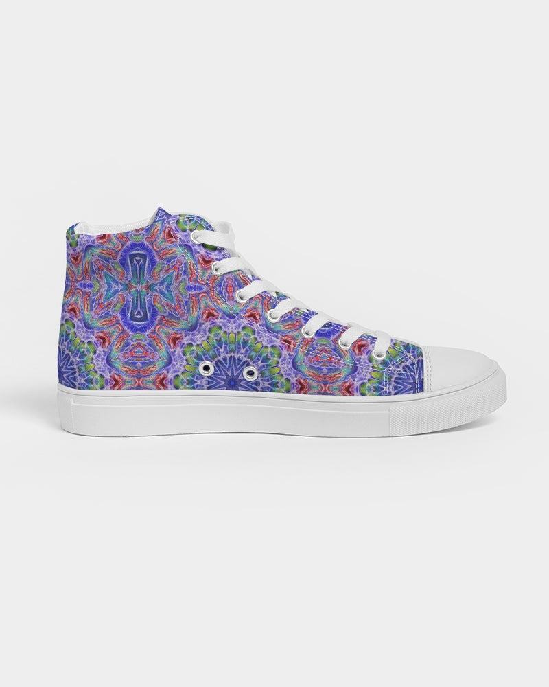 Blue Red Kaleidoscope Men's Hightop Canvas Shoe