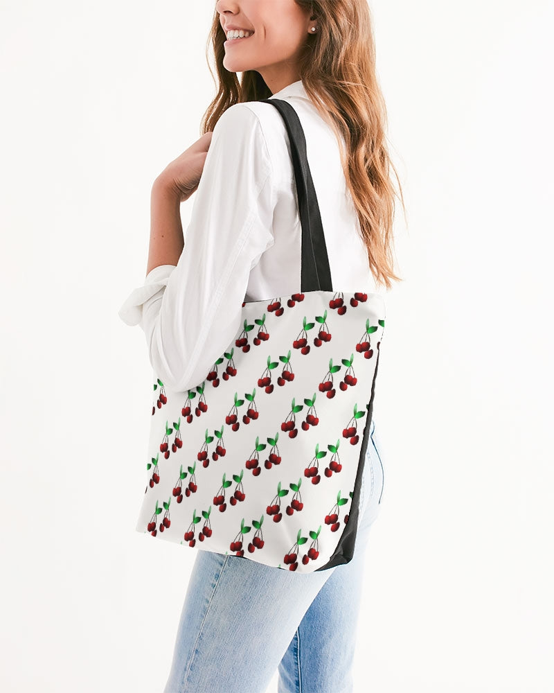 Cherries Pattern Canvas Zip Tote