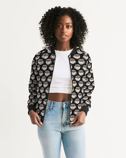 Coffee Pattern Women's All-Over Print Bomber Jacket