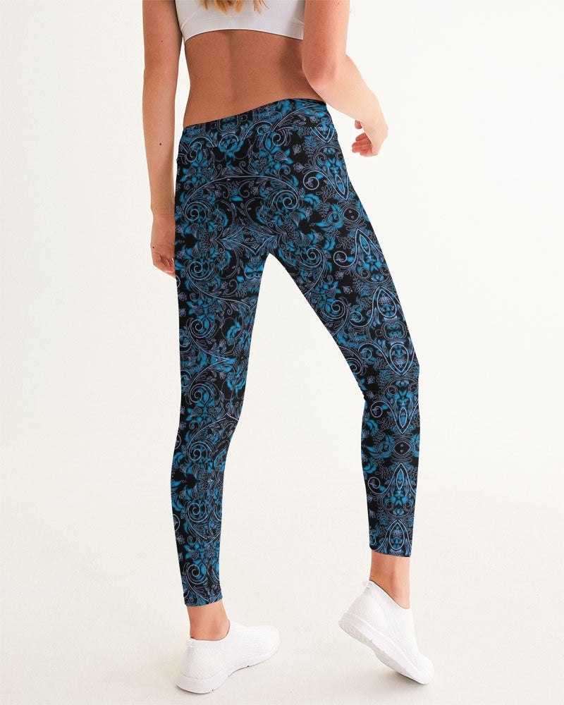 Blue Vines and Lace Women's All-Over Print Yoga Pants