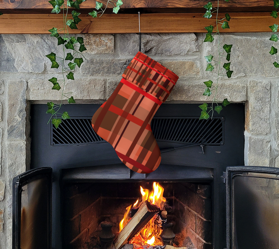 Orange Plaid Christmas Stocking