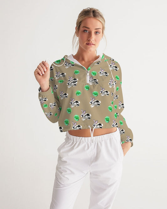 Bunnies Pattern Women's All-Over Print Cropped Windbreaker